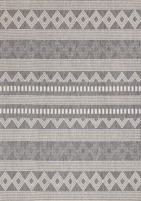 Tapis Jackson gris blanc a motifs en rangees, 5'3\" x 7'7\"