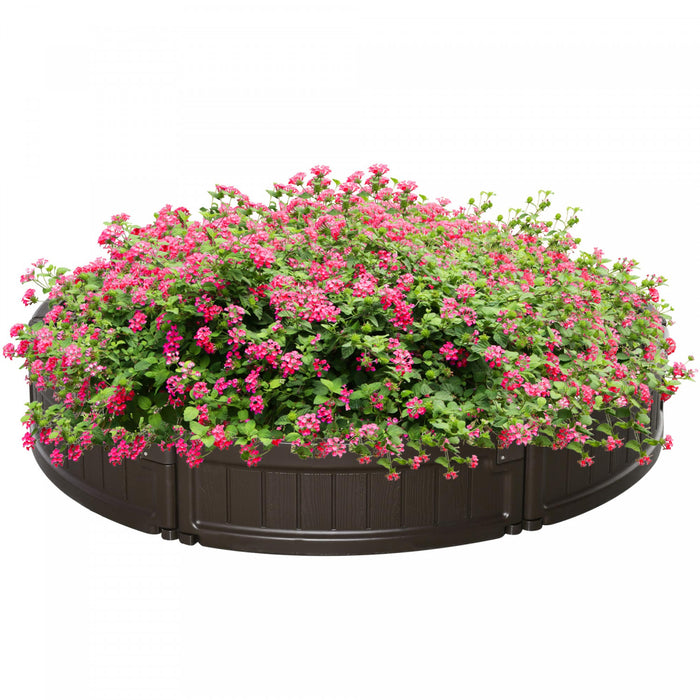 Outsunny 48\" X 48\" X 8\" Kit De Lit De Jardin Sureleve, Jardiniere Ronde Au-dessus Du Sol Pour Fleurs/herbes/legumes Exterieur Jardin Arriere-cour Avec Assemblage Facile, Marron