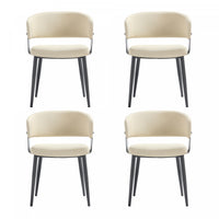 Chaise de salle a manger moderne Luce en cuir vegetalien texture et metal, sable - Lot de 4