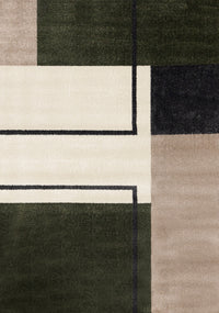 Carpette moderne Marley verte, grise et blanche à motif géométrique - 5 pi 3 po x 7 pi 7 po