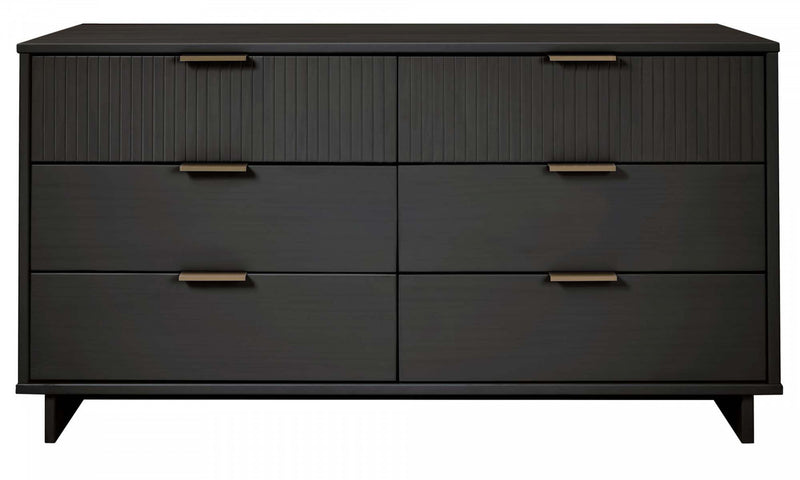 Commode Granville Moderne 55\" en gris charbon (6 tiroirs)