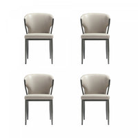  Chaise de salle a manger moderne en cuir vegetalien et metal Kirsten, gris clair - Lot de 4