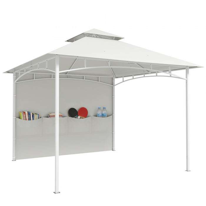Outsunny Gazebo de terrasse 10'x10', Gazebo exterieur a double toit, creme