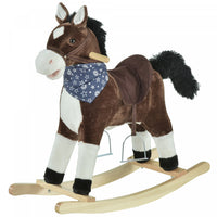 Qaba Kids Peluche Cheval A Bascule Jouet Cowboy Rocker Avec Sons Realistes Amusants Pour Enfant 3-8