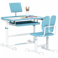 Qaba Ensemble Bureau Et Chaises Pour Enfants, Table D'etude Et Chaises Reglables En Hauteur Avec Bur