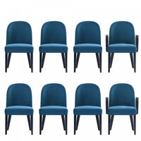 Ensemble moderne de 8 chaises de salle a manger Hillman en bleu
