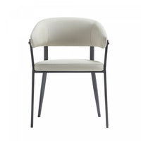 Chaise de salle a manger moderne en metal Belle, rembourree, coloris flocon d’avoine