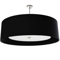 Luminaire suspendu Helena de Dainolite de 30 po de diamètre avec abat-jour noir et blanc qui diffuse la lumière, fini chromé poli et 4 ampoules