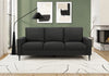 Sofa Rembourre, 75\"L, Pieds En Metal, Tissu Noir, Contemporain, Moderne