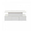 Daniel Lift-Top Coffee Table with LED Lighting and 4 Drawers,White | Daniel table basse relevable – table basse avec eclairage LED et 4 tiroirs, blanc