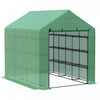 Outsunny 8' X 6' X 7' Serre Portative A Eau/uv Avec 18 Etageres, Couverture Et Porte Roulante.
