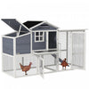 Pawhut Poulailler En Bois 76\", Poulailler D'exterieur, Cage A Volaille, Canard, Oie Avec Enclos Exterieur, Nichoir, Plateau Amovible Et Portes Verrouillables, Gris