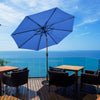Costway Parasol Solaire de Patio 10FT LED Marche d'Exterieur en Acier Incline avec Manivelle Bleu Neuf
