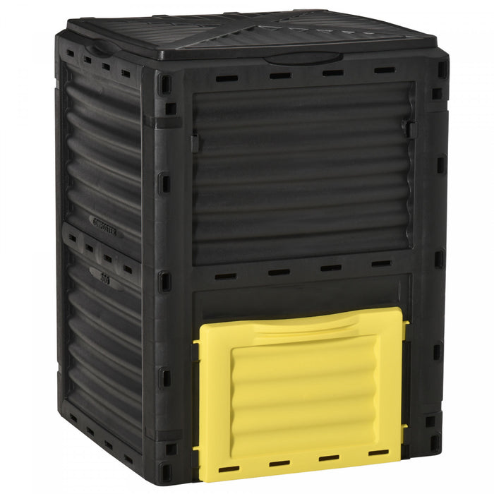 Outsunny Garden Compost Bin Large Outdoor Compost Container Jaune