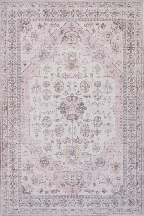 Tapis Rose Lavable Et Antiderapant A Poils Ras 5'x7'