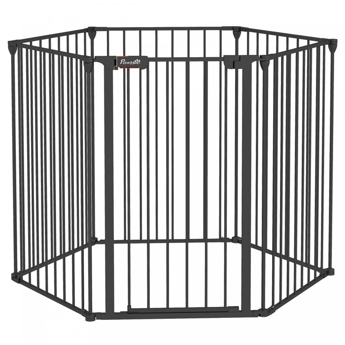 Pawhut Parc Pour Chien A 6 Panneaux De 48po, Enclos Pliable Pour Chien, Enclos Pour Lapins En Metal, Cloture Cage Pour Animaux De Compagnie Avec Porte Pour Interieur, Noir