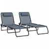 Outsunny 2 Chaises Longues Pliantes, Chaises Longues Avec Appui-tete, Gris