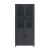 Armoire bibliotheque Jodie style mi-siecle moderne 79 cm en gris charbon (6 etageres)