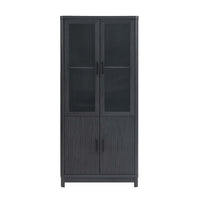 Armoire bibliotheque Jodie style mi-siecle moderne 79 cm en gris charbon (6 etageres)