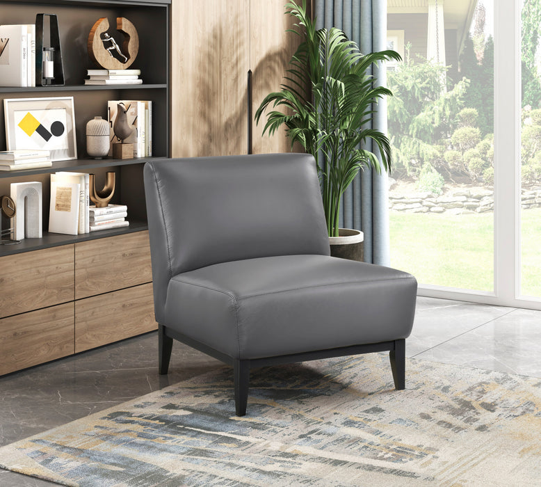 Fauteuil D'appoint Murdock En Cuir Gris Fonce