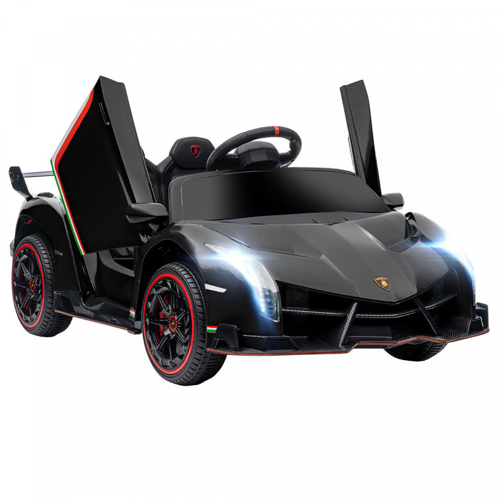 Aosom Voiture Electrique 12 V Avec Portes Papillon, 7 Km/h, Jouet Pour Enfants Avec Batterie Portable, Telecommande, Bluetooth, Klaxon, Musique, Lumieres, Systeme De Suspension, Noir
