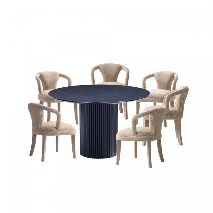 Ensemble de salle a manger moderne industriel chic Hathaway et Palmer 7 pieces en ivoire et noir