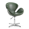 Chaise pivotante réglable Raspberry de Manhattan Comfort en chrome poli et en similicuir - vert forêt
