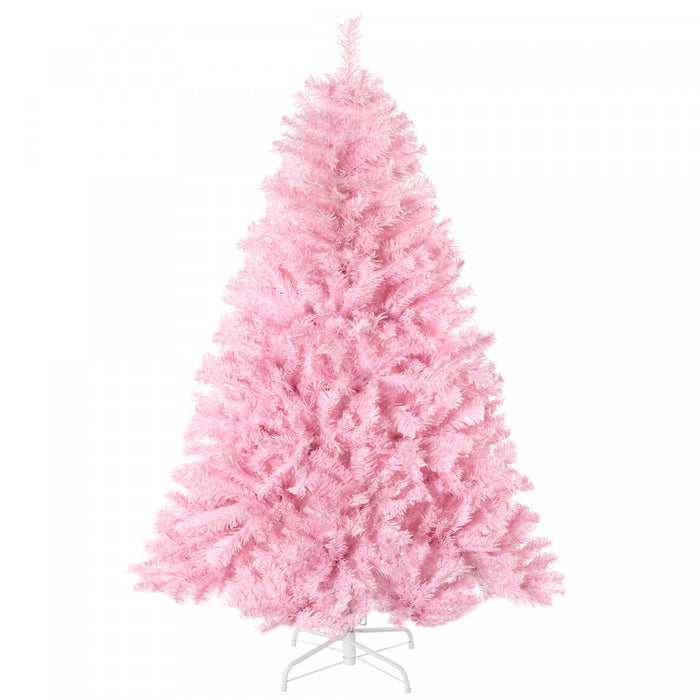 Homcom Sapin De Noel Artificiel 5 Pi , Forme Large, Rose