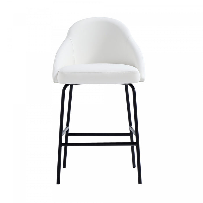 Tabouret de comptoir moderne en metal Gracie, rembourre, blanc et noir