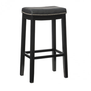 Tabouret bar Claridge en similicuir et sans dossier - noir