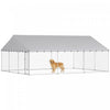 PawHut - Grand chenil pour chien avec toit et verrous securises, parc pour chien en acier galvanise robuste avec couverture etanche et resistante aux UV, 6 m x 4,5 m x 2,4 m