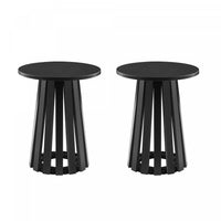  Table d’appoint Layla style scandinave moderne en noir – Lot de 2
