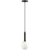 Luminaire suspendu Tara de Dainolite en verre blanc, avec fini noir mat et 1 ampoule