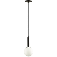 Luminaire suspendu Tara de Dainolite en verre blanc, avec fini noir mat et 1 ampoule