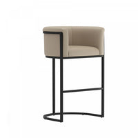  Tabouret de bar cosmopolite mi-siecle moderne en metal et tissu, coloris grege