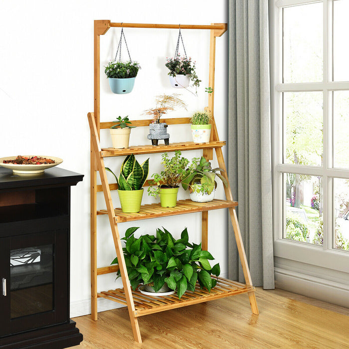Etagere A Plantes Pliable En Bambou
