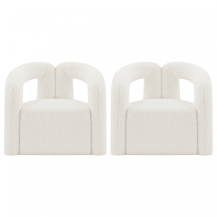 Fauteuil lounge Darian moderne en boucle blanc - Lot de 2