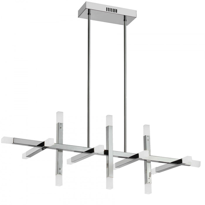 Lustre horizontal Acasia de Dainolite en acrylique givré qui diffuse la lumière, avec fini chromé poli et ampoule de 48 W