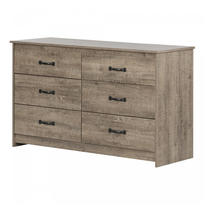 Tassio Commode 6 tiroirs Chêne vieilli, de Meubles South Shore