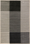 Tapis Maverick vert, noir et blanc a rayures modernes, 7'10\" x 10'6\"
