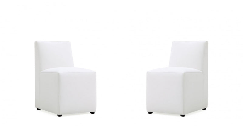 Chaise de salle a manger moderne en cuir vegetalien blanc Anna - Lot de 2