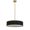 Luminaire suspendu Preston de Dainolite de 21 po de diamètre avec abat-jour noir, fini laiton vieilli et 4 ampoules