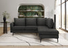 Sofa Sectionnel Rembourre, 85\" De Large, Tissu Noir, Pieds En Metal Noir