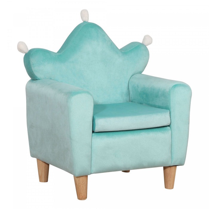 Qaba Fauteuil Enfant Design Scandinave Compartiment De Rangement Grand Confort Accoudoirs Assise Dossier Garnissage Mousse Haute Densite Dim. 19.75\"l X 16.5\"l X 22.75\"h Bleu