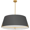 Luminaire suspendu Preston de Dainolite de 33 po de diamètre avec abat-jour en tissu noir, fini laiton vieilli et 4 ampoules