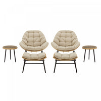  Ensemble moderne Benson de 3 fauteuils lounge en creme - Lot de 6