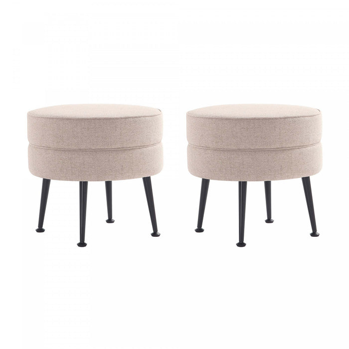 Lot de 2 poufs d’appoint rembourres style mid-century modern Bailey en coloris ble