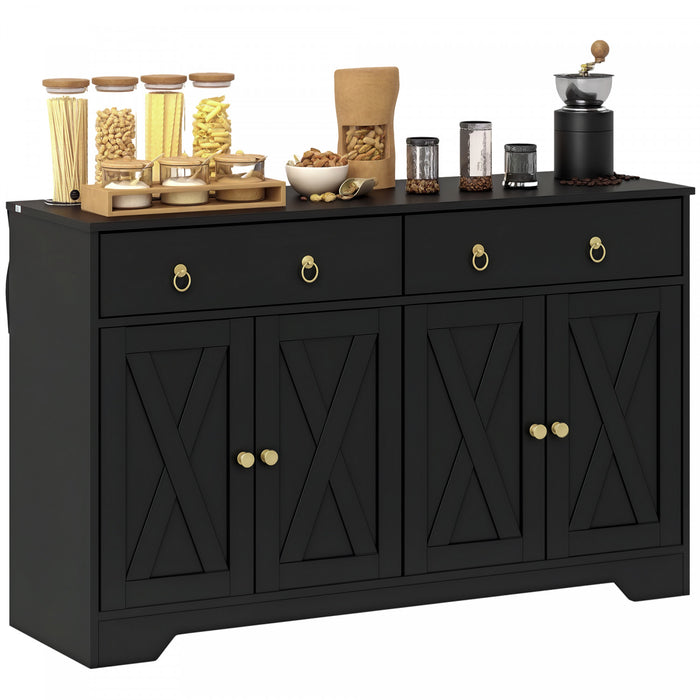 HOMCOM Buffet, armoire bar a cafe, etagere reglable, noir