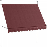 Outsunny Auvent Retractable 10' X 4', Autoportant Et Sans Vis, Rouge Vin