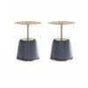 Table d’appoint moderne Anderson avec plateau en metal et revetement en tissu gris – Lot de 2
